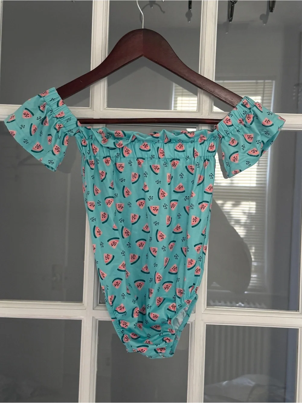 BAILEY'S BLOSSOMS Toddler Girl's Watermelon Print Off Shoulder Bodysuit Size 3T